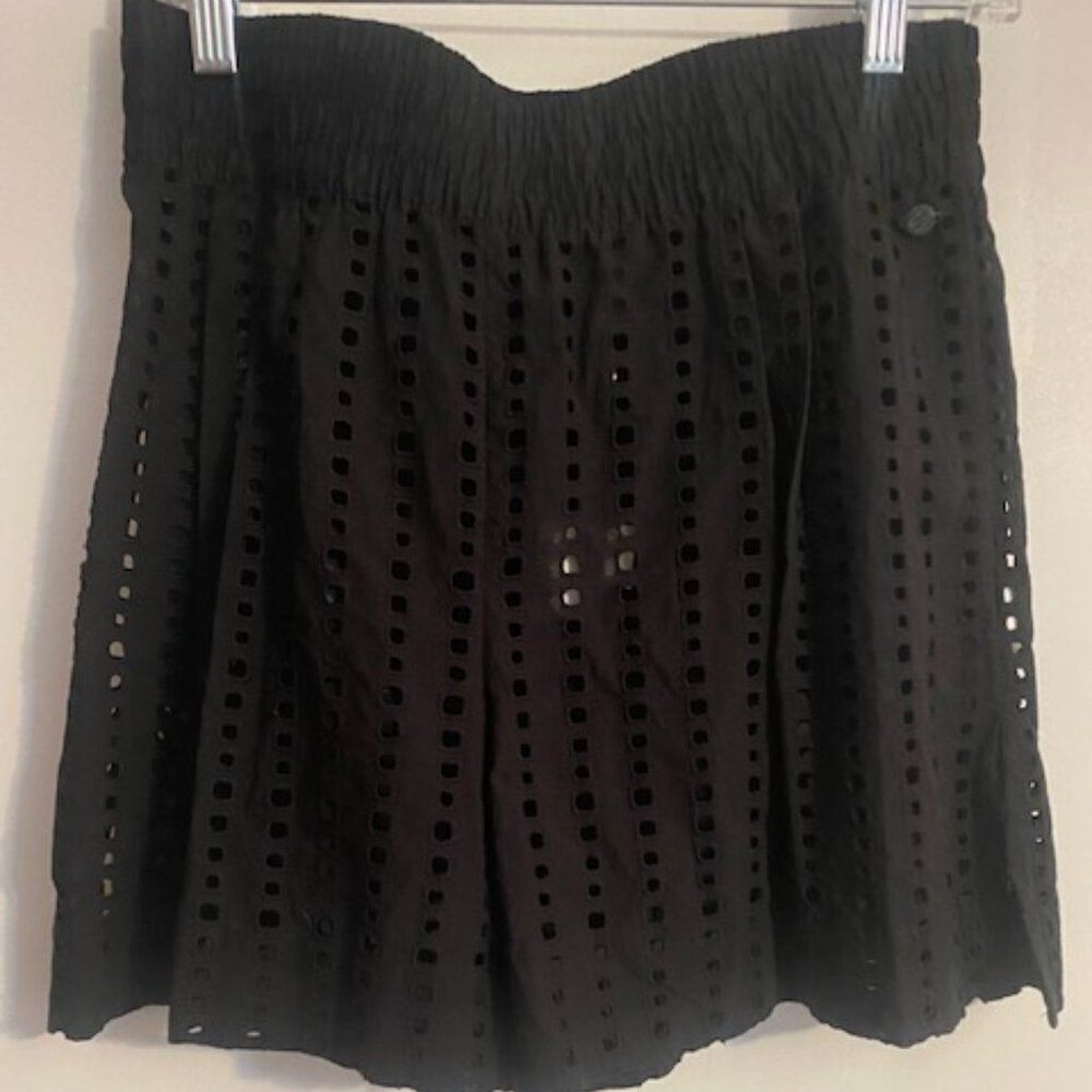 Calia Inverted Pull-on Black High Rise swim cover-up shorts, size S